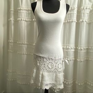 Moda International ribbed tank dress with lace